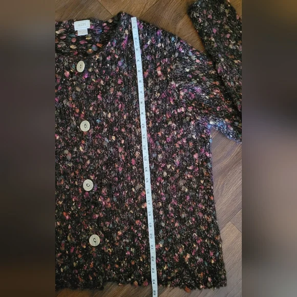 Speckled Knit Button-Front Cardigan in Dark Brown with Pink - Picture 9 of 9